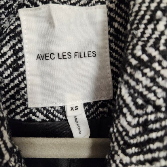 Anthropologie Avec Les Filles Relaxed Tweed Herringbone Blazwr Coat XS - Picture 5 of 7